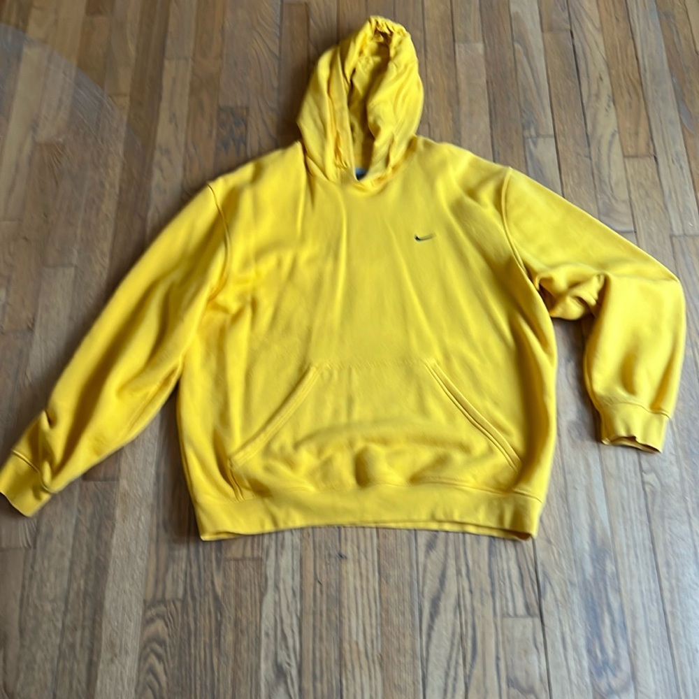VINTAGE NIKE  SWOOSH YELLOW HOODIE SWEATSHIRT  SIZE XL